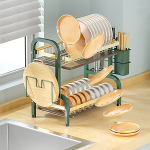 Support de rangement mural léger en métal de luxe Double et triple couche multifonction bol plaque baguettes sèche-linge pour la <span class=keywords><strong>cuisine</strong></span> - Product Image 5