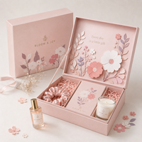 Fabricant de boîtes cadeaux rigides en papier 3D florales de luxe sur mesure, emballage haut de gamme OEM pour cosmétiques, parfums, coffrets cadeaux beauté