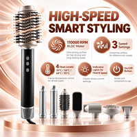 Set Sikat Pengering Rambut SYC710 8 in 1 BLDC 110000RPM Kecepatan Tinggi Ionik 1200W Penata Rambut Udara Panas dengan Tongkat Curling dan Diffuser