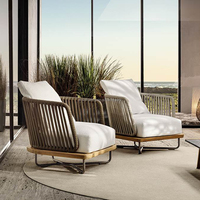 Juego de sofá de muebles de salón de Hotel con base de aluminio moderno de nuevo diseño, sofá Seccional de lujo para exteriores, sofás de jardín de madera de teca
