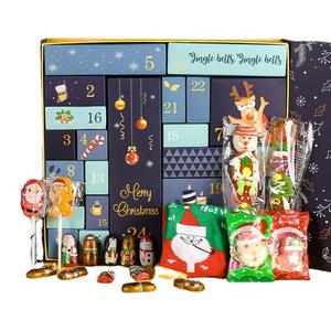 Boîte de calendrier de l'Avent Joyeux Noël avec motif renne et ours, boîte rigide en papier artistique avec ruban, emballage cadeau artisanal - Product Image 3