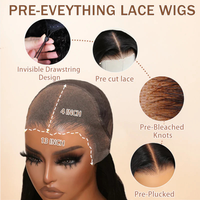 Perruques en cheveux humains HD Lace 13x4 en gros, sans colle, double densité 250, ondulations lâches, dentelle pré-coupée, perruque en dentelle HD brute