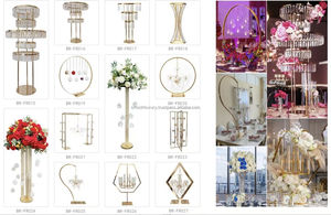 SMOOTH Gold Rectangle Cuboid Wedding Crytal bead Centro DE MESA DE ACERO INOXIDABLE accesorios para eventos de boda - Product Image 5