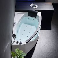 Baignoire Balnéo Autoportante de Luxe en Acrylique avec Jets à Bulles, Massage Moderne Minimaliste, 12 Jets, Intérieur/Extérieur, jusqu'à 20 Gallons