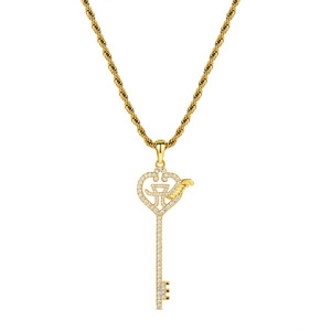 Ayumi Hamasaki Inspired AYU Logo Key Necklace Full Diamond Design Unisex Hip Hop Style Trendy Jewelry - Product Image 3