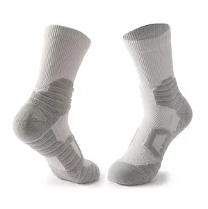 Elite – chaussettes de basket-ball pour hommes, en éponge, blanches, noires, de Football, d'athlétisme