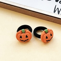 Ensemble d'élastiques et de bandeaux pour cheveux en résine, motif dessin animé mignon de citrouille et fantôme d'Halloween, pour filles