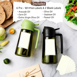Bouteille pulvérisateur d'huile en verre réutilisable 2-en-1, distributeur et verseur d'huile d'olive 16oz, vaporisateur de cuisine pour barbecue, salade et friteuse à air - Product Image 2