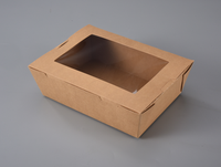 Boîte à lunch en papier kraft Sunkea avec fenêtre en PET anti-buée à emporter