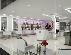 Luxury hair salon interior store design full set nail store display furniture for sale