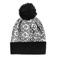 Bonnet tricoté pour enfants, style nordique vintage, jacquard géométrique, avec pompon, à côtes contrastées, chaud, pour le ski, le patinage sur glace, les sorties hivernales en plein air