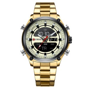 Montre pour homme Curren 8404, acier inoxydable, double mouvement, double fuseau horaire, montre-bracelet numérique lumineuse - Product Image 6