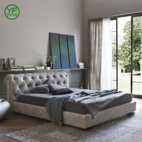 Cadre de lit Queen style pin, mobilier de maison minimaliste antique, en MDF durable, base de lit King/Queen en frêne