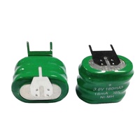 Bateria de botão ni-mh recarregável, 3.6 volts 160mah ni-mh bateria 120h com abas de solda