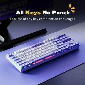 Teclado Mecánico para Juegos <span class=keywords><strong>Azz</strong></span> Ak870mc de 87 Teclas, Cableado, RGB, Intercambiable en Caliente, Iluminación Mixta, Interfaz Universal Serial Bus, Adecuado para - Product Image 2