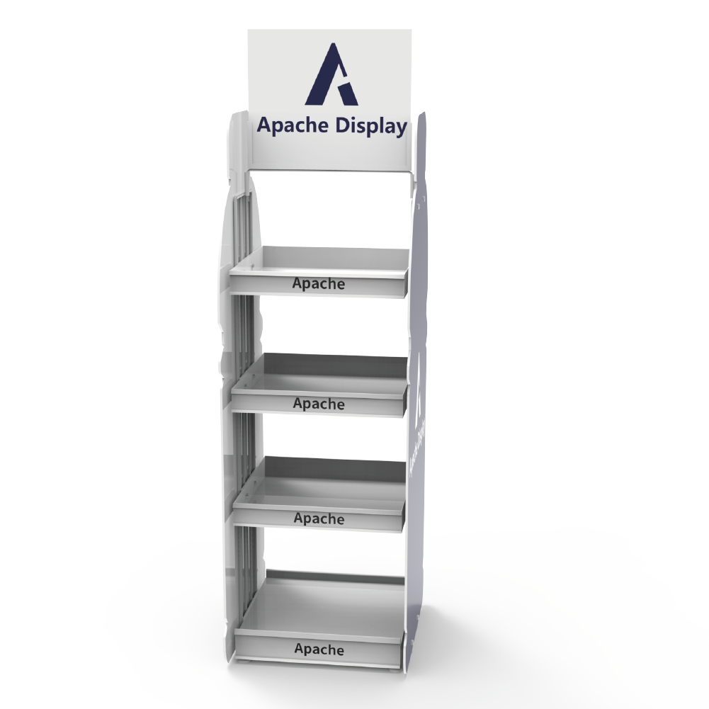 Metal Beverage Display Stand Customization 4 Tier Detachable PVC Foam Side Plate Floor Stand Shelf for Retail Shop — view 6