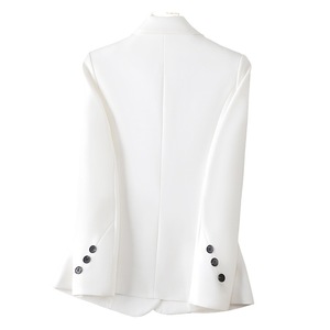 White Women's Blazer Jacket Slim Fit Solid Color Polyester Anti-Wrinkle Spring Autumn Style - Product Image 5