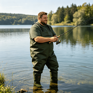 Senshuo <span class=keywords><strong>Cuissardes</strong></span> de pêche en PVC vert foncé sur mesure, <span class=keywords><strong>grande</strong></span> taille, avec bretelles réglables et bottes intégrées, pour travaux agricoles et aquatiques - Product Image 2