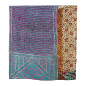 handmade designer kantha quilt beautiful floral printed bedspread Indian floral decorative quilt handmade kantha bedspread India