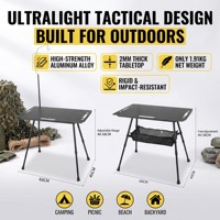 Table de camping pliable en alliage d'aluminium tactique d'extérieur, réglable en hauteur, pour pique-nique et thé - Meubles d'extérieur StrideOut