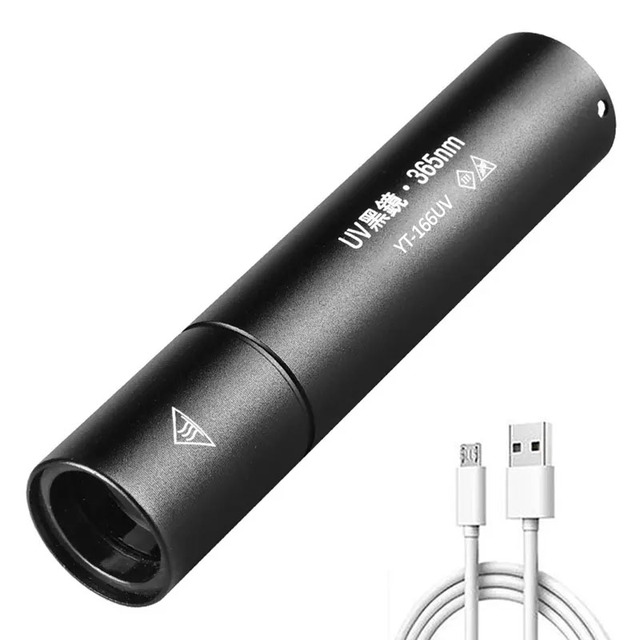 USB Rechargeable UV Flashlight 800mAh 365nm FlashLight Torch with Black Filter UV LED Flashlight