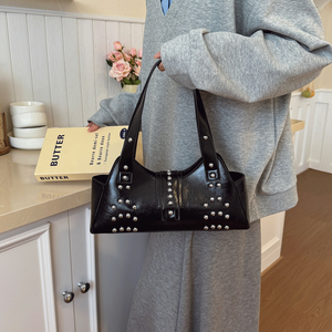 Sac à main décontracté pour femme tendance avec un compartiment zippé orné de diamants sur le côté, en matériau PU. 625 - Product Image 5