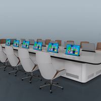 Bureau de réunion ergonomique moderne tout-en-un, réglable en hauteur électriquement, avec écran intégré, construction écologique en acier et bois pour