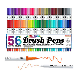 56 Packs Water Color Real <b>Refillable</b> Marker Dual Brush <b>Pen</b> Art Markers - Product Image 1