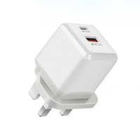 Chargeur Cube 20W avec Prise UK 3 Broches, Vente en Gros, Chargeur de Téléphone Portable USB A+C Double Port PD à Charge Rapide pour iPhone 18