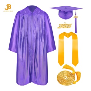 Ensemble de toge et de chapeau de remise de diplôme de haute qualité, vert émeraude, brillant, avec glands et <span class=keywords><strong>cordon</strong></span> d'honneur, pour adultes, lycée, 2025 - Product Image 1
