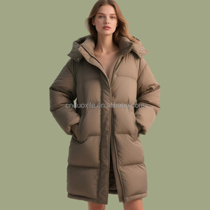 Manteau d'hiver pour femme, coupe-vent, à fermeture éclair, long, matelassé, grande taille, en duvet de canard blanc, luxe, sur mesure - Product Image 2