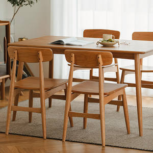 Silla de Comedor Moderna Minimalista de Madera Maciza, Respaldo de Madera de Cerezo, Estilo Nórdico, Silla para Adultos - Product Image 3