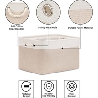 Grands paniers modernes en tissu avec poignées, lot de 3, bacs de rangement pliables en lin, écologiques, pour l'organisation des étagères et des placards
