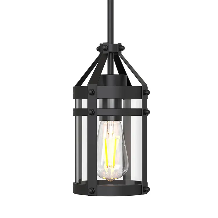 Lámpara colgante Vintage con forma de cristal negro LOHAS, lámpara colgante lineal Retro rústica, luz colgante, Isla de cocina para comedor