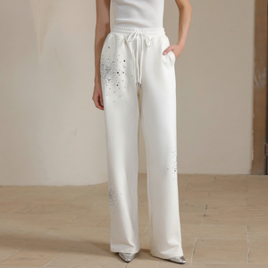 Oem Factory Wholesale Custom Logo Vintage Rhinestone <b>Jogger</b> <b>Women</b> Cotton <b>Fleece</b> Trendy Street Wear Loose Fit Sweat Pant - Product Image 1