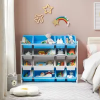 Tuangmics — bibliothèque en bois pour enfants, meubles de rangement facile à assembler, avec boîte de rangement en plastique