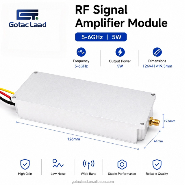 50W 5G-6GHz RF Signal Amplifier Module Digital Modulation GaN Power Amplifier Aluminum Alloy Case Anti-UAV Security Protection