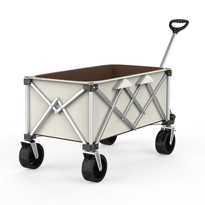 Portable Camping <b>Cart</b> 600D Oxford Cloth Four-Wheel <b>Foldable</b> Storage Outdoor Travel Trailer Picnic Trolley Silver 150kg Capacity - Product Image 1