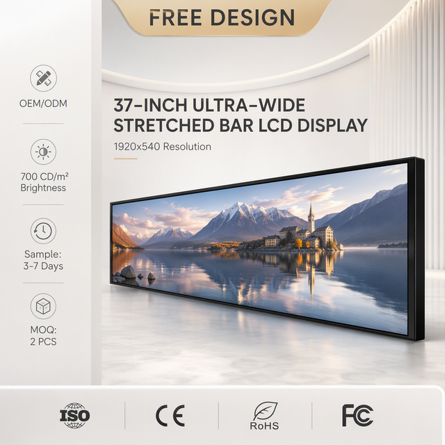 Factory Custom 37" Ultra Wide LCD Monitor 700nits High Brightness Stretched LCD Screen with CMS