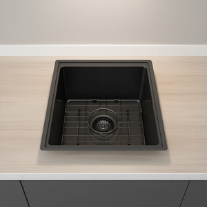 Fregadero de cocina de un solo seno negro bronce de 15x15x9 pulgadas, acero inoxidable calibre 16, empotrable, acabado mate - Product Image 2