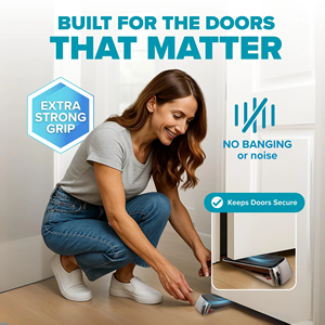 Fermaporta Triangolare Robusto Antiscivolo in Lega di Zinco e Gomma per Legno, Piastrelle e Moquette - Product Image 2