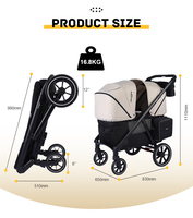 Chariot de Camping Pliant de Luxe Tout-Terrain 6 en 1 avec Auvent Détachable, Poussette Double à 2 Places pour Enfants et Bébés
