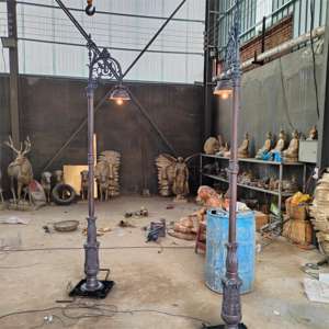 Escultura de iluminação de lâmpada de rua vintage em <span class=keywords><strong>bronze</strong></span> fundido de cobre decorado com grande quintal ao ar livre - Product Image 4