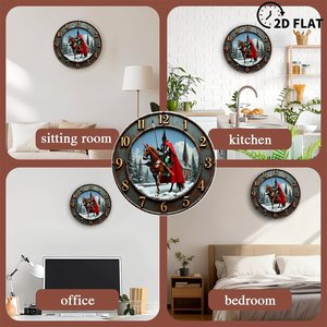 Round Wooden Wall <b>Clock</b> 25x25Cm Retro Numeral Design Quiet Home Cafe Bar Decor - Product Image 3