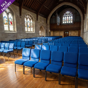 Chaises de banquet empilables rembourrées pour églises et salles de concert – Chaise d'église confortable à système d'interverrouillage pour la vente en gros - Product Image 1