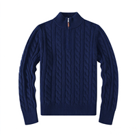 Pull en maille de coton personnalisé pour homme, col zippé, style décontracté de luxe, broderie de créateur, pour l'hiver