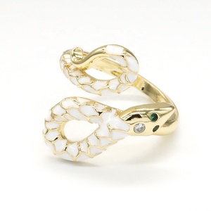Adjustable Colored Enamel Ring Women,Snake Ring Design 18K Gold Plated <strong>Jewelry</strong> - Product Image 5