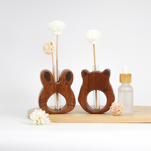 Solid Wood Rabbit Reed <b>Diffuser</b> Sapele Wood Base Aromatherapy Essential Oil Holder Craft Ornament For Living <b>Room</b> And Dining - Product Image 1
