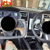 Nuevo Volante Deportivo de Cuero Perforado con Fibra de Carbono 2024, Kit Personalizable con Color de Costuras para Tesla Model X/S 2017-2019