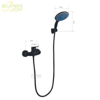 Ensemble de robinetterie de douche personnalisé pour hôtel, finition chrome noir poli, mitigeur pluie à monter sur le plan, 1 poignée, kit de douche en zinc